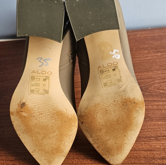 Aldo Adwigocia Sock Boots Size 6 Block heel Zip Closure Rubber sole GREEN - Picture 9 of 12